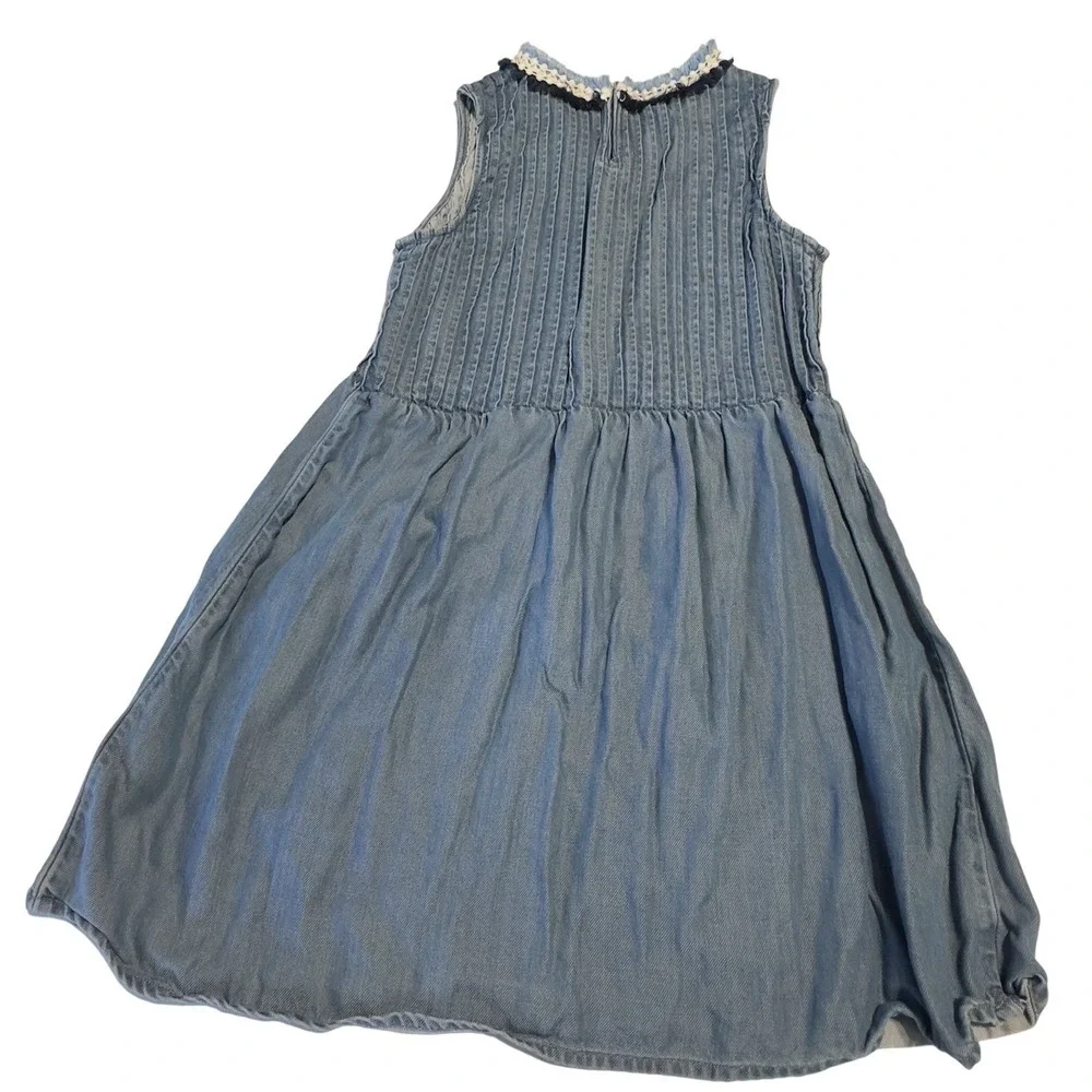Vineyard Vines Girls Denim Chambray‎ Pintuck Dress Large Sundress Beach Preppy
